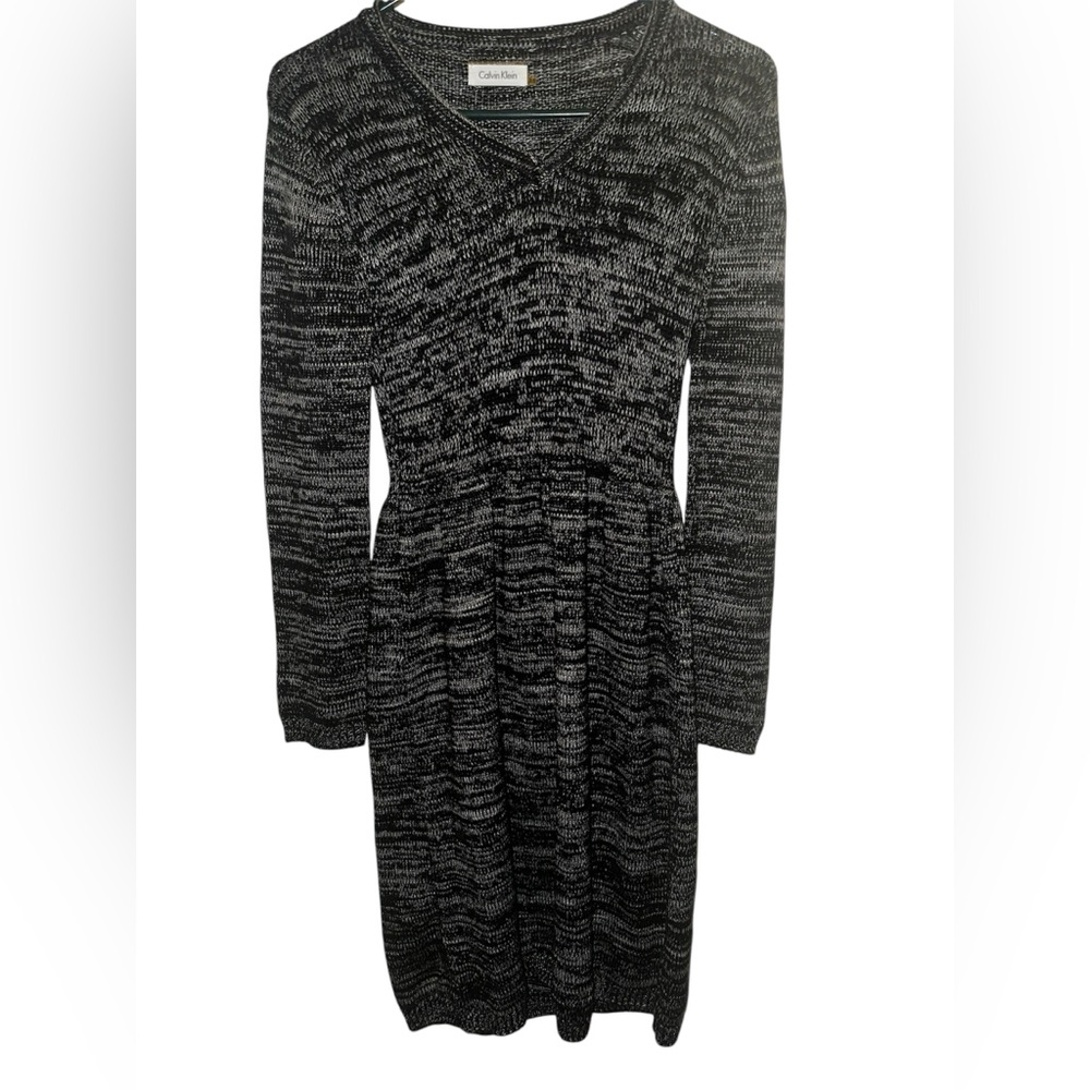 Calvin Klein | Black and Gray Knit Dress
